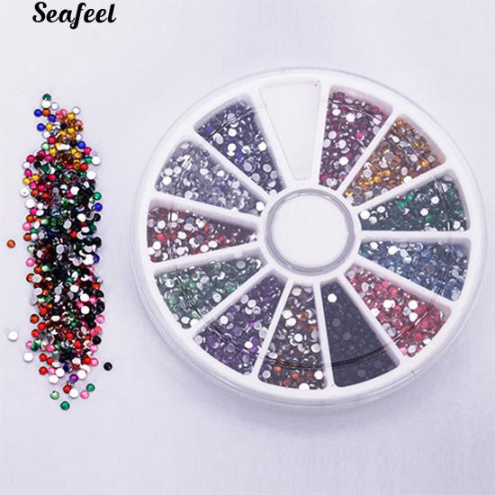 [Hàng mới về] Hộp 500 hạt đá đính móng tay 12 màu kích thước 2.0mm