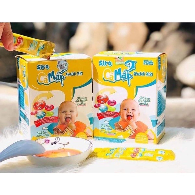 SIRO CÁ MẬP Siro giúp bé ăn ngon, tăng cân, tiêu hoá tốt, hết táo bón, 1 hộp 30 gói