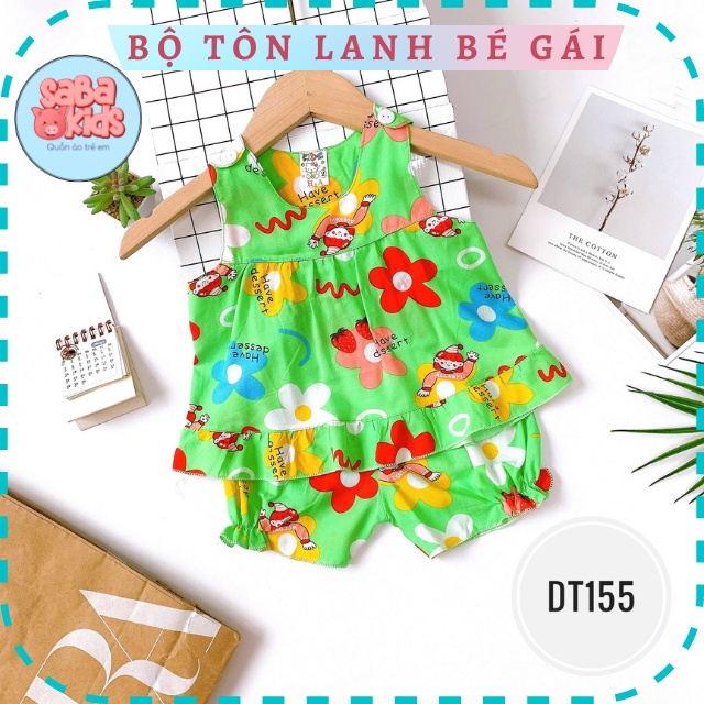 Bộ Đùi Cho Bé Gái Chất Lanh Tole Mịn SABAKIDS Tôn Lanh Mặc Nhà Xinh Xắn Mỏng Mát