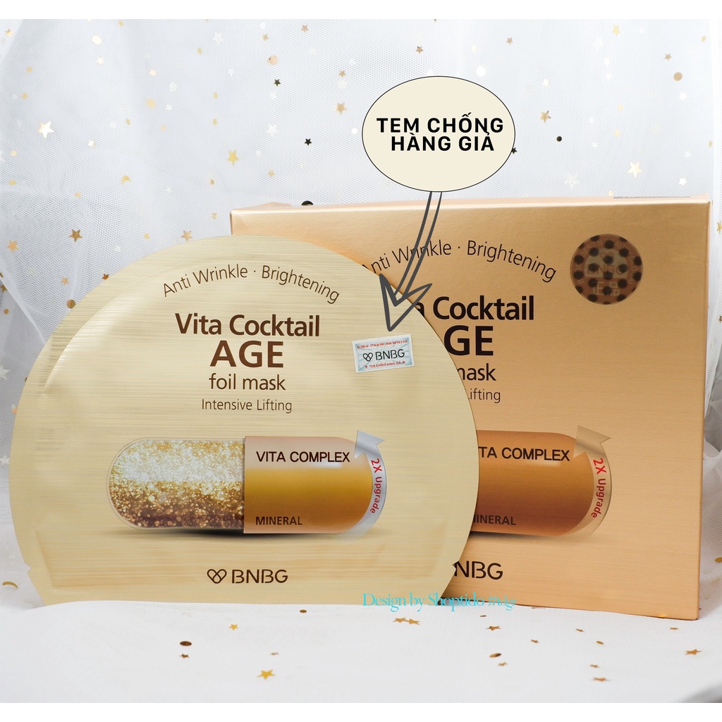 Combo 10 mặt nạ BNBG ngừa lão hóa, nâng cơ Vita cocktail age foil mask 30ml NPP Shoptido