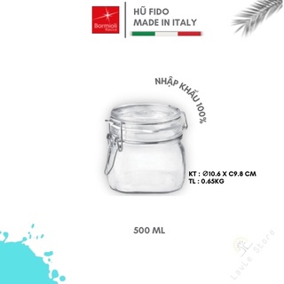 Hũ thủy tinh nắp cài Fido 500ml (Bormioli Rocco) [Nhập khẩu]