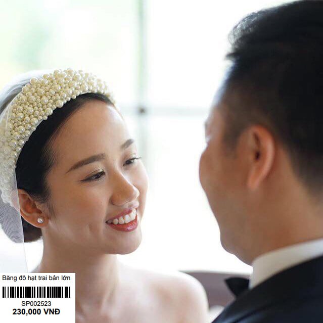 Băng đô cài tóc hạt trai bản lớn