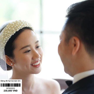 Băng đô cài tóc hạt trai bản lớn