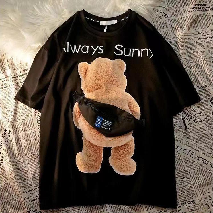 Áo Thun Tay Ngắn Dáng Rộng Có Túi Phong Cách Phương Tây Thời Trang Mùa Hè Hàng Mới 35% Túi Dây Kéo