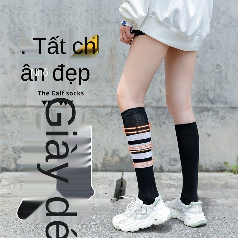 jk tất nữ Hàn Quốc mùa hè bắp chân mỏng thời trang học sinh đường phố Nhật Bản tất dài đến gối màu đen Thủy triều mát mẻ