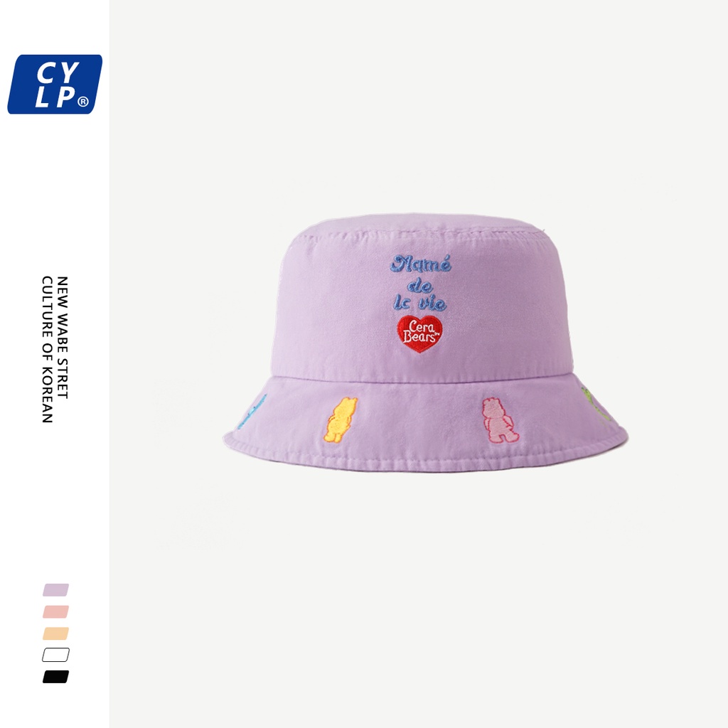 Nón Tai Bèo Vải Cotton Thêu Chữ Và Hình Gấu Dễ Thương Phong Cách Nhật Bản Thời Trang Xuân Hè Cho Nữ