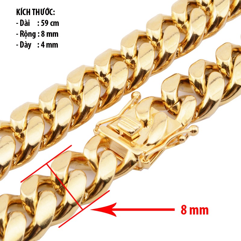 Dây chuyền nam bằng titan tinh khiết kiểu dáng khoen lật, ngang 8 li, dày 4mm mạ 18k - RF76