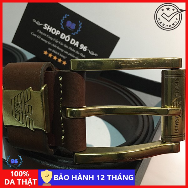 Thắt lưng nam da thật - Dây lưng nam da bò sáp - Mặt đồng đúc cao cấp - DL003