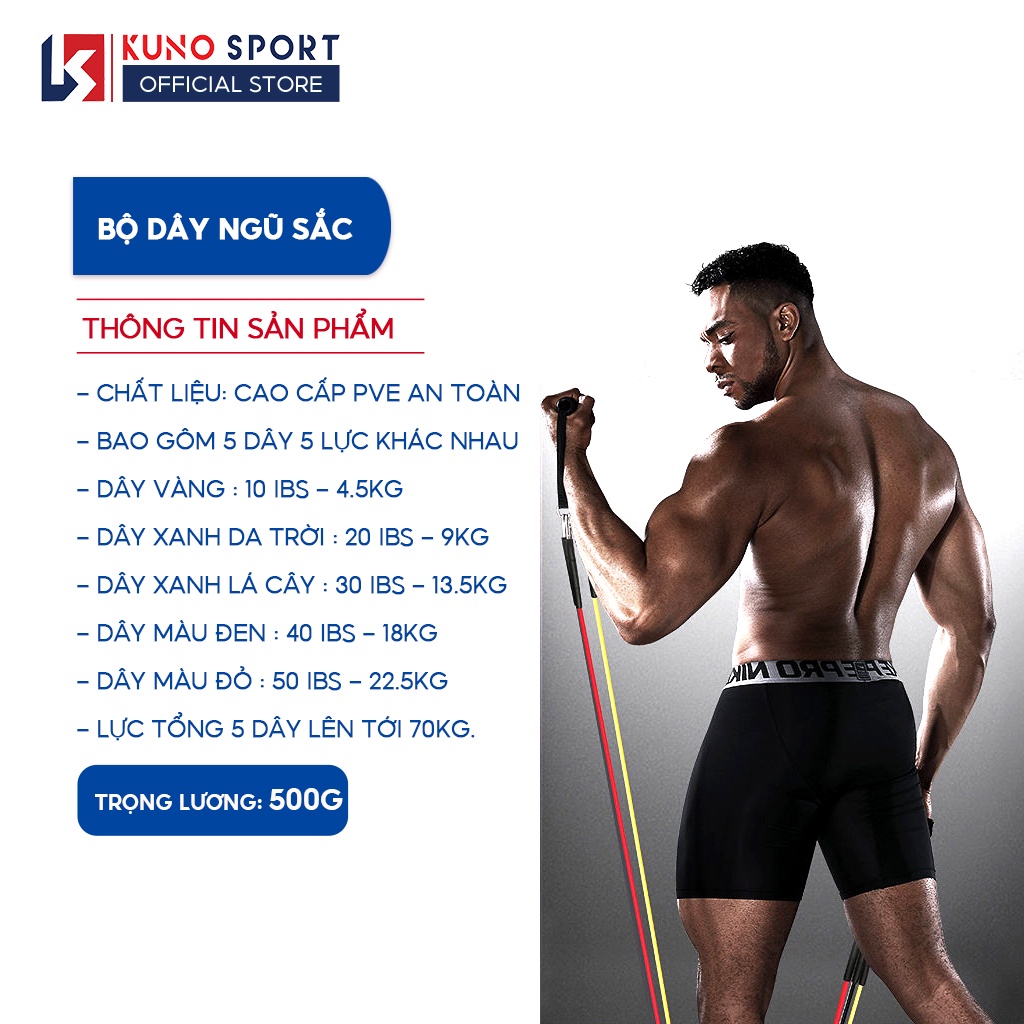 Dây Ngũ Sắc Tập Gym Đa Năng KUNO SPORT Hỗ Trợ Các Bài Tập Hiệu Qủa
