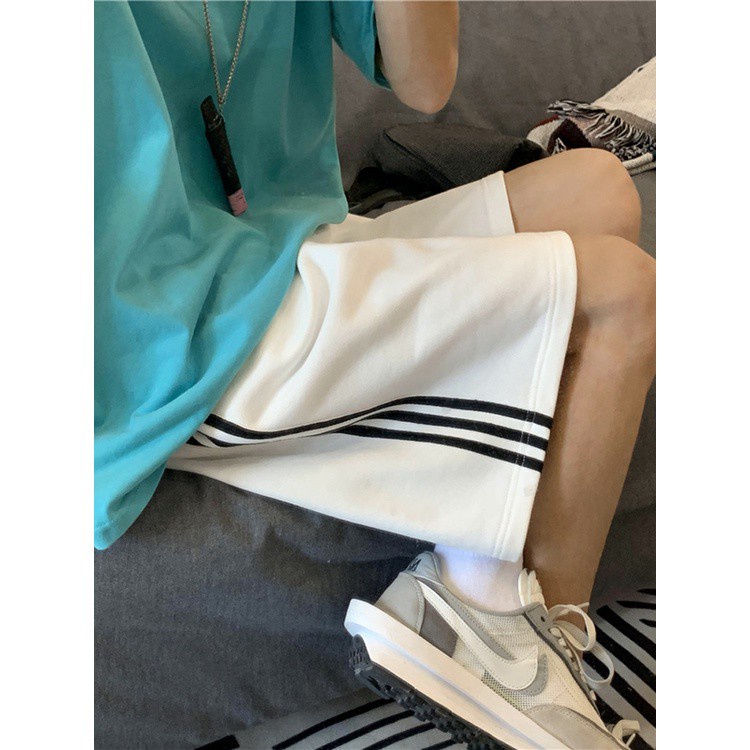 High Waist Track Shorts Femaleins 2021 New Hong Kong Style Cropped Pants Straight Loose 5 Slim Fit Versatile Middle Pants