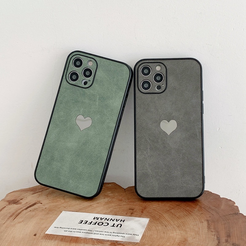 Ốp Điện Thoại Da Mềm Hình Trái Tim Thời Trang Cho iPhone 11 12 13 Pro Max 7 8 SE 2020 X XS XR Max 12Mini 13