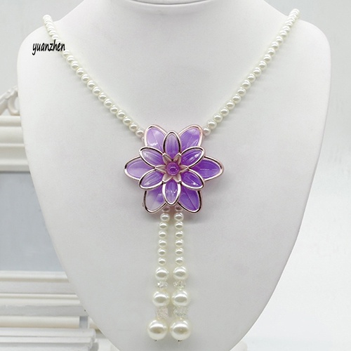 Vòng cổ Dáng Dài Mặt Hoa Đính Ngọc Trai Nhân Tạo Thời Trang