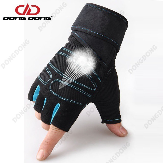 Găng tay thể hình tập GYM nam nữ, găng tay thể thao chống trơn xỏ ngón thoáng khí cao cấp - DONGDONG