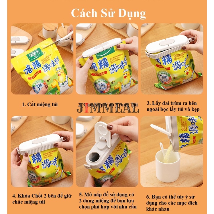Nắp Kẹp Miệng Túi Bảo Quản Thực Phẩm, Kẹp Miệng Túi, Kẹp Niêm Phong Có Nắp Mở Rót  Đa Năng