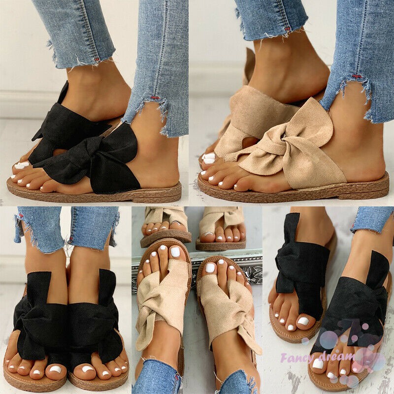 Dép Sandal Xỏ Ngón Đính Nơ Thời Trang Nữ Tính