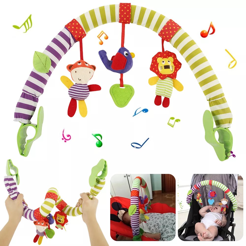 Bé Rattle Mềm Đồ Chơi Xe Đẩy Trẻ Em Đồ Chơi Treo Xoắn Ốc Rattle Xe Đẩy Động Vật Dễ Thương Nôi Di Động Sơ Sinh _123Lifevn