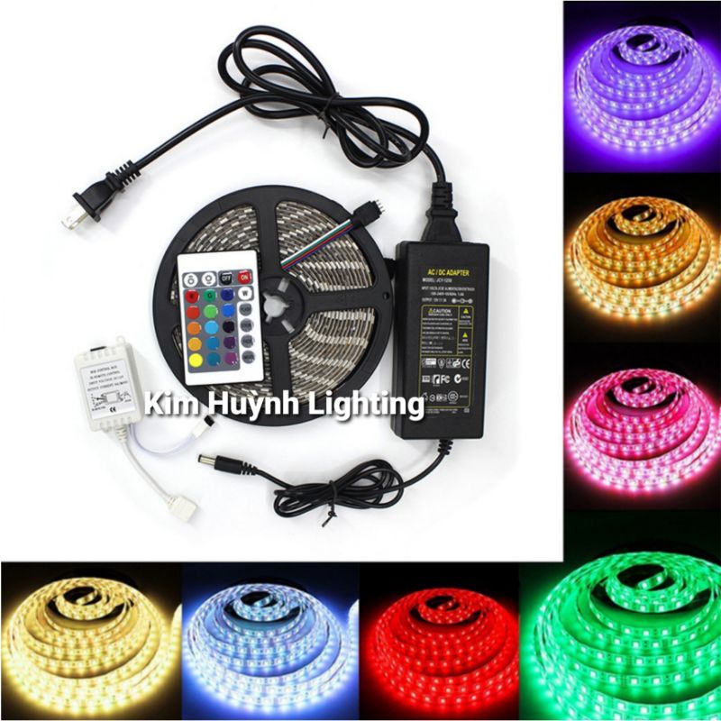 Bộ đèn Led dây đổi màu kèm remote 24 phím, quay clip, trang trí bể cá, hắt trần
