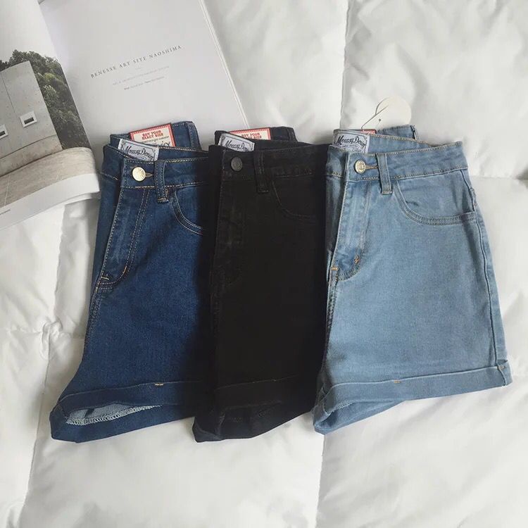 Quần Short Denim Lưng Cao Dáng Ôm Màu Sắc Tươi Sáng Thời Trang Mùa Hè 2022 Cho Nữ