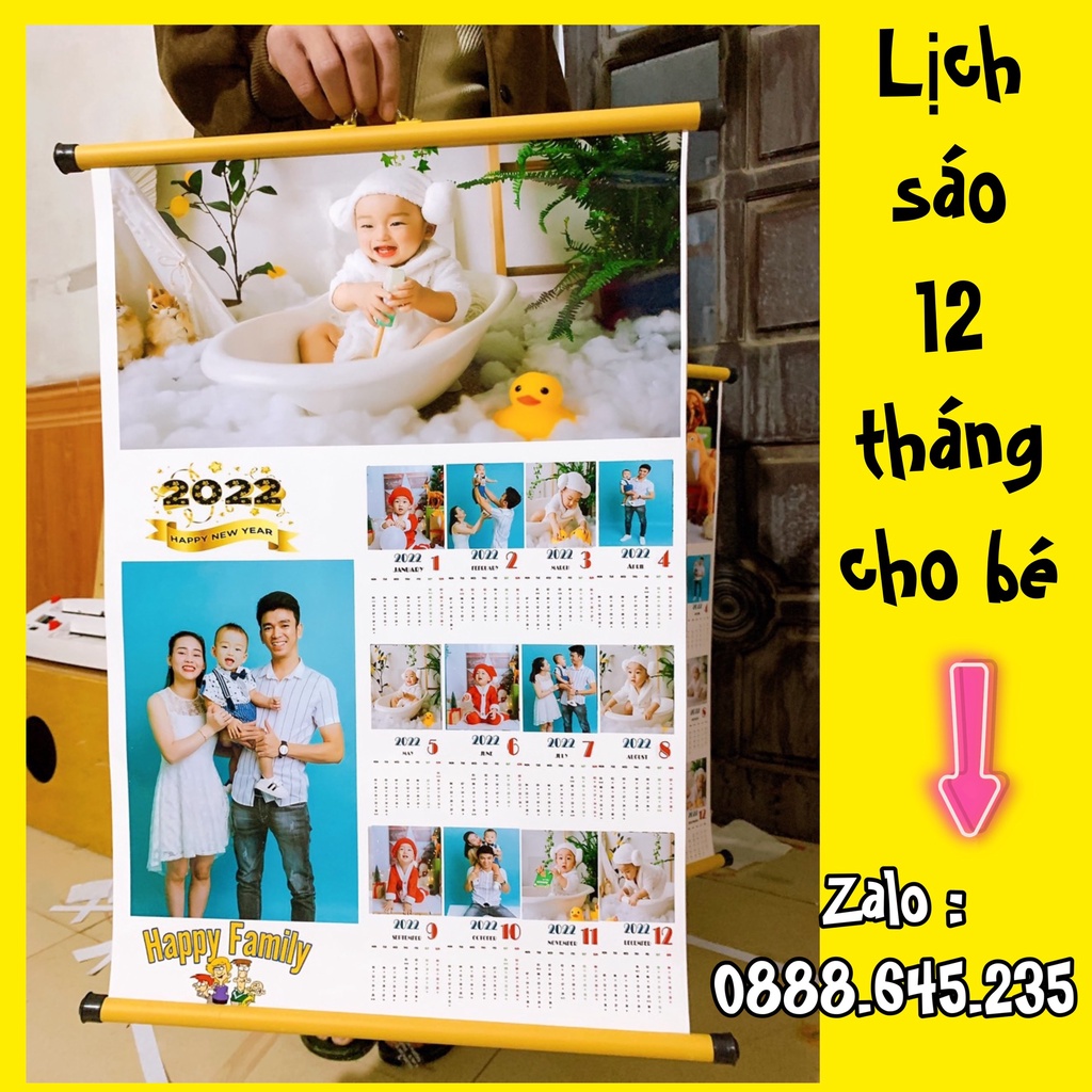 Lịch treo tường 2023 in hình theo yêu cầu, IN HÌNH CÁ NHÂN TREO TƯỜNG NẸP SÁO TRÚC