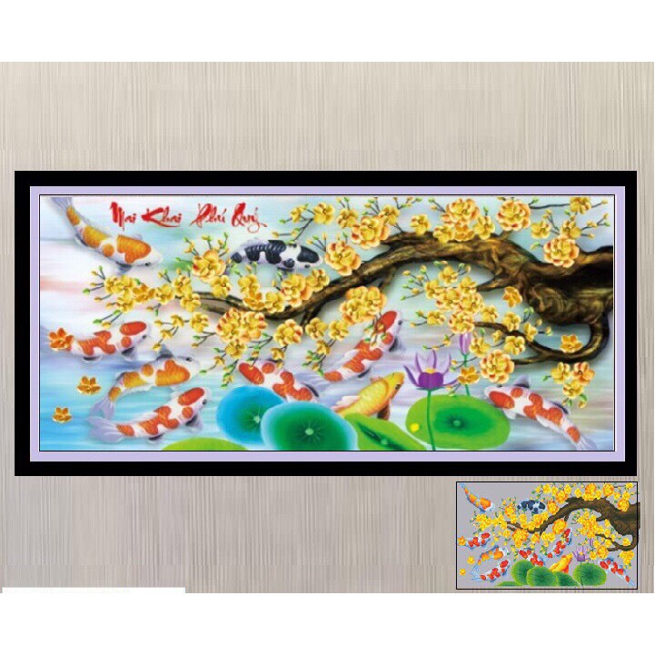 Tranh đính đá Mai khai phú quý LV475 Kích Thước 150x70cm