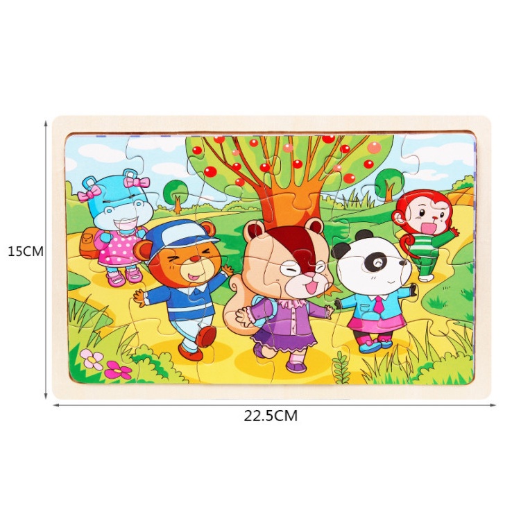 Đồ chơi ghép tranh xếp hình cho bé 24 chi tiết bằng gỗ nhiều chủ đề 15 x 22.5cm Bapkids