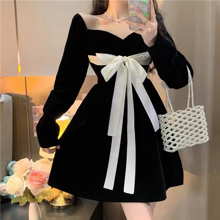 Đầm dạ hội vải nhung gợi cảm phong cách Hàn Quốc mới cho nữ