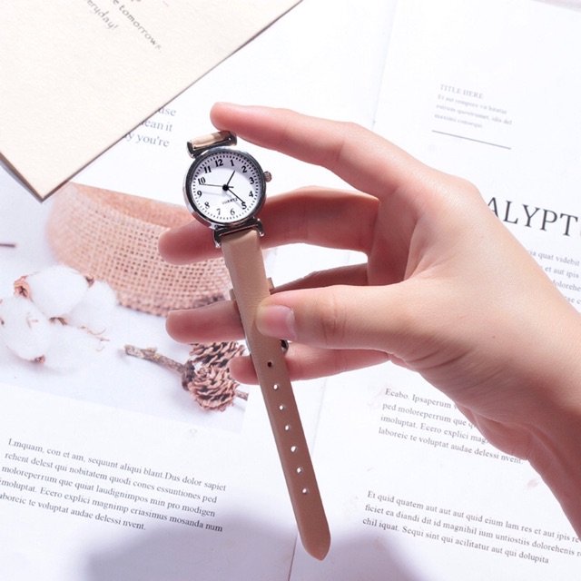 Đồng hồ nữ Quartz phong cách Hàn Quốc mặt số cực xinh