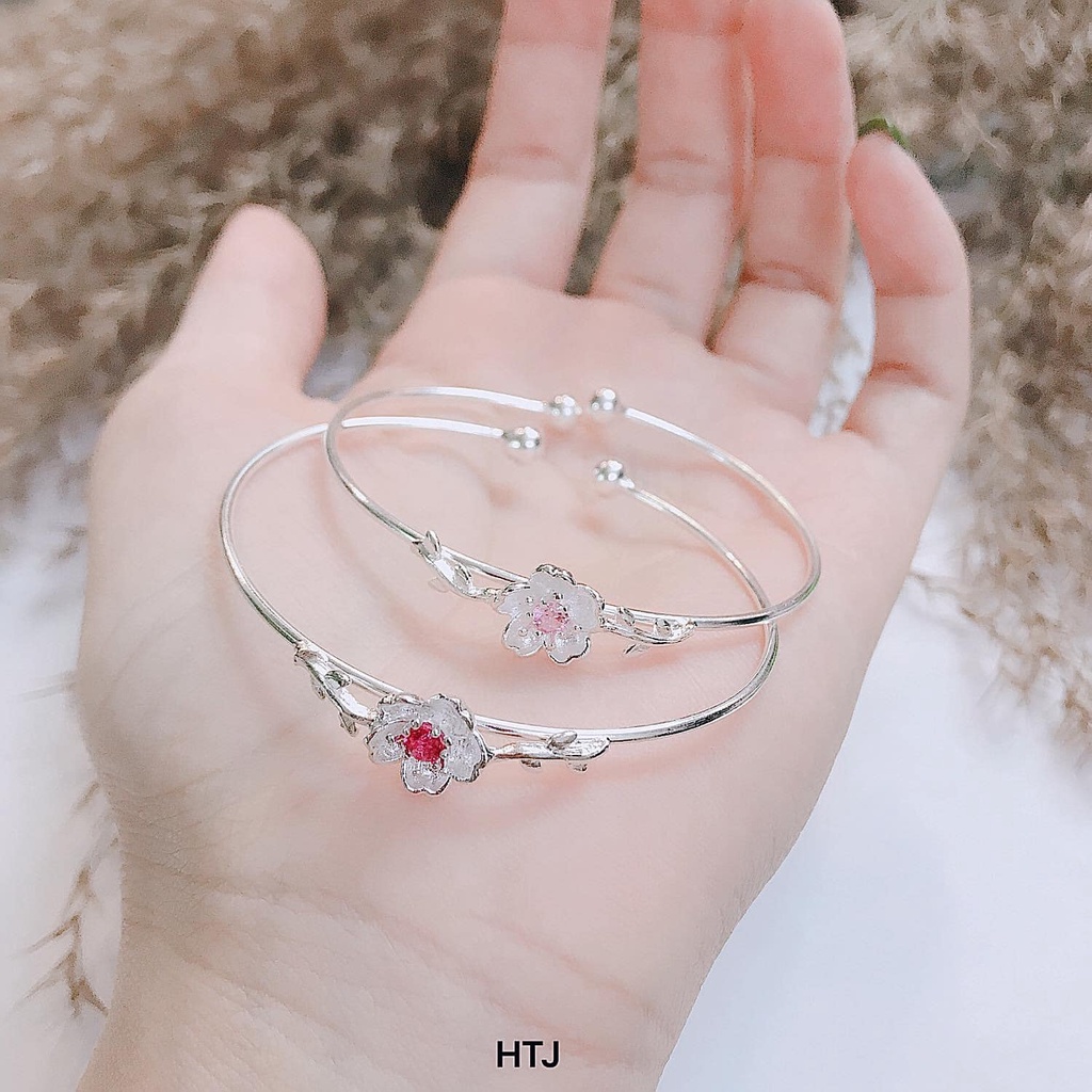 Lắc tay Hoa mai cho nữ chất liệu bạc nguyên chất LL92
