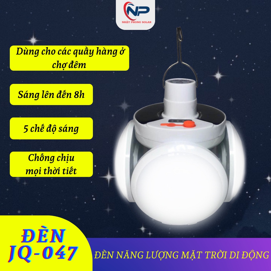 Đèn năng lượng mặt trời, đèn led gấp cánh hoa JQ-047 SHOPNHATPHONG, 5 chế độ sáng, cảm biến ánh sáng, chống nước ip65