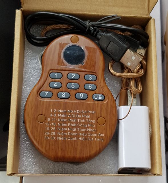 Máy nghe kinh phật nhỏ gọn chất liệu gỗ, có nút chọn bài