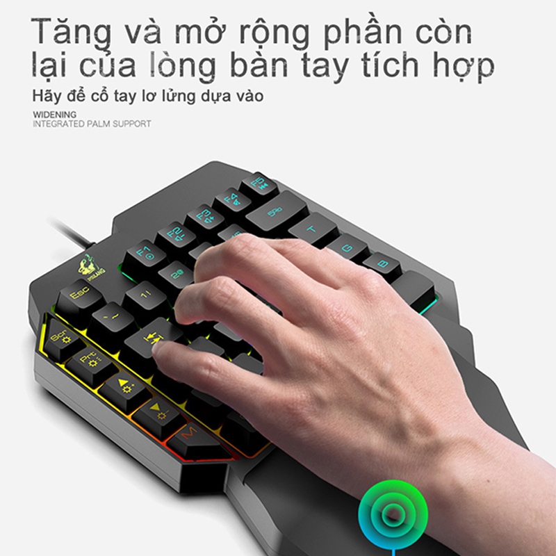 [Chuột miễn phí và miếng lót chuột Logitech] Bộ bàn phím giả cơ một tay và chuột LED NHIỀU MÀU+Tặng kèm lót chuột