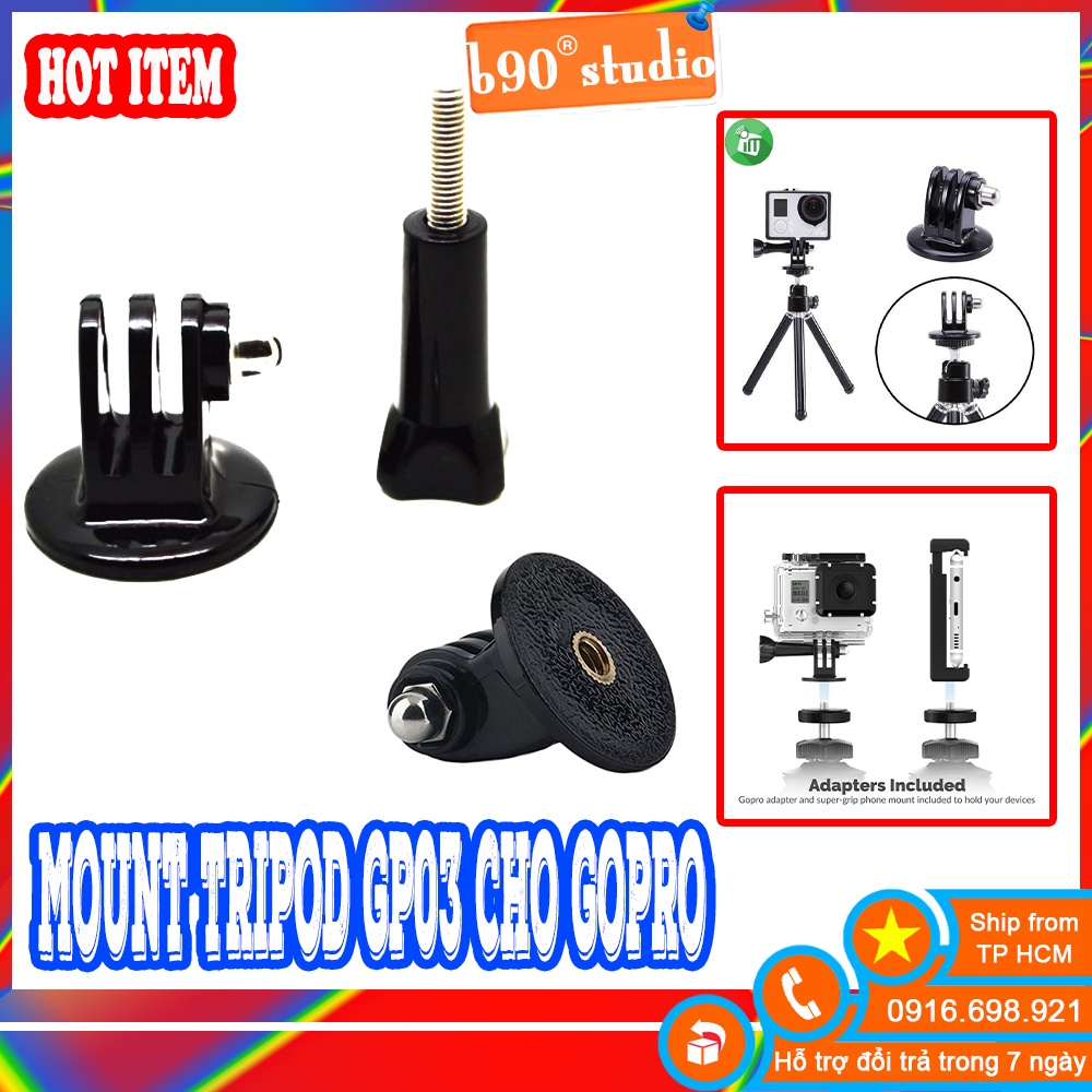 GIÁ SỈ  Mount TRIPOD GP03 cho Gopro, Sjcam, Yi ĐẦU CHUYỂN CHO GẬY