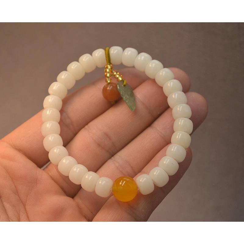 Vòng Tay Chuỗi Hạt Bồ Đề Màu Trắng 8mm Làm Thủ Công Phong Cách Năm Mới Thời Trang Cho Nữ
