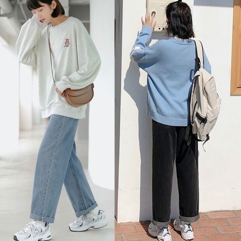 Quần jean ống rộng nữ cạp cao  quần jeans ống rộng lưng cao, vải bò dày đẹp dáng suông hottrend 2022