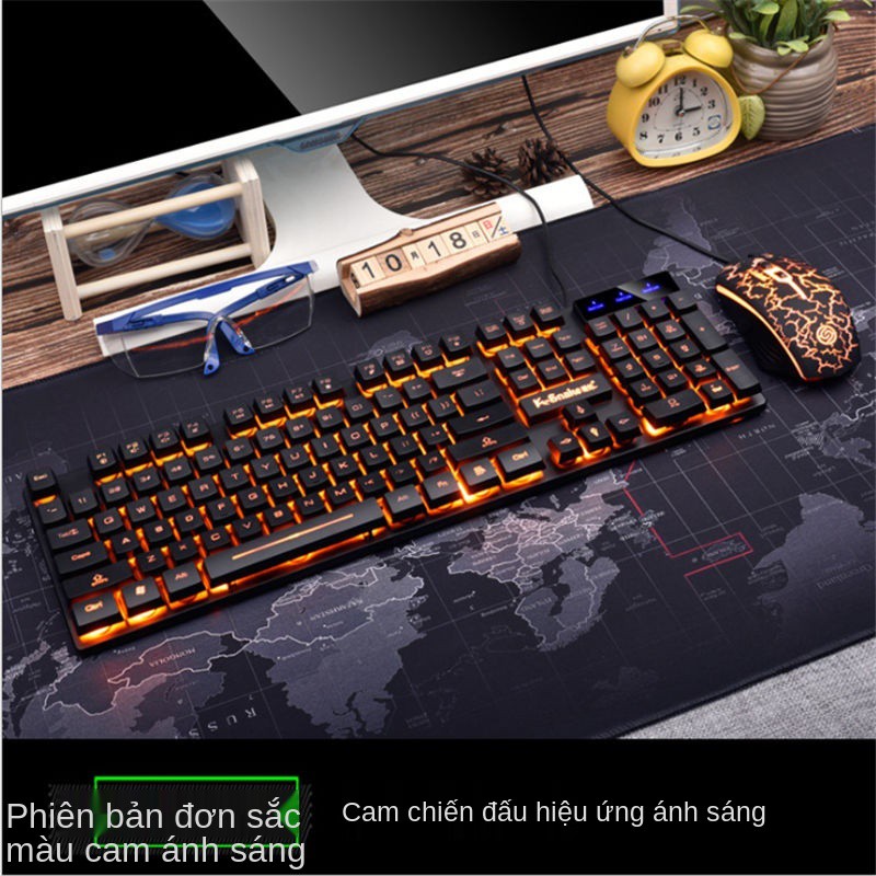 Bộ bàn phím và chuột có dây USB đèn nền máy tính trò chơi gà bên ngoài lol Văn phòng cảm giác robot nhà | BigBuy360 - bigbuy360.vn