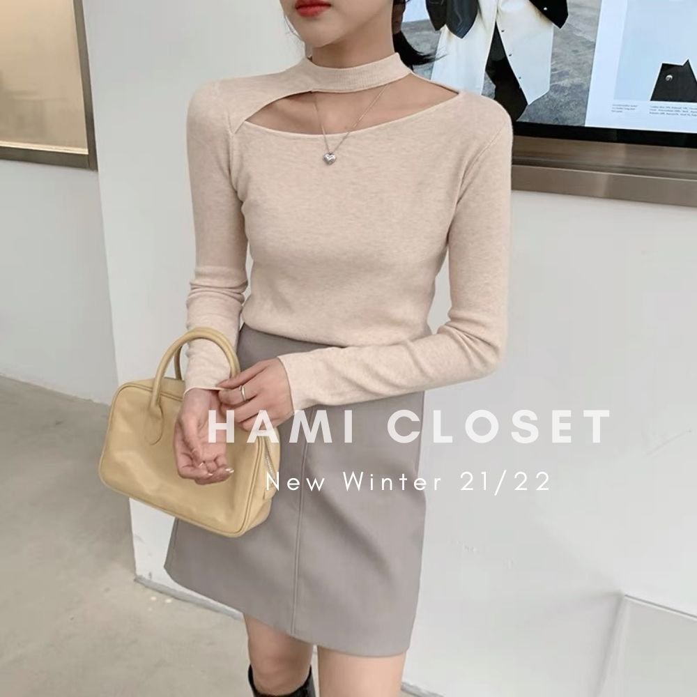 Áo len hở cổ dài tay, dáng cổ lệch vai chất len mềm bảng màu hàn quốc | BigBuy360 - bigbuy360.vn