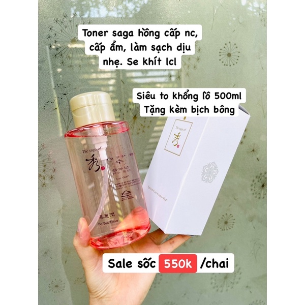 Toner Saga hồng 500ml + bông