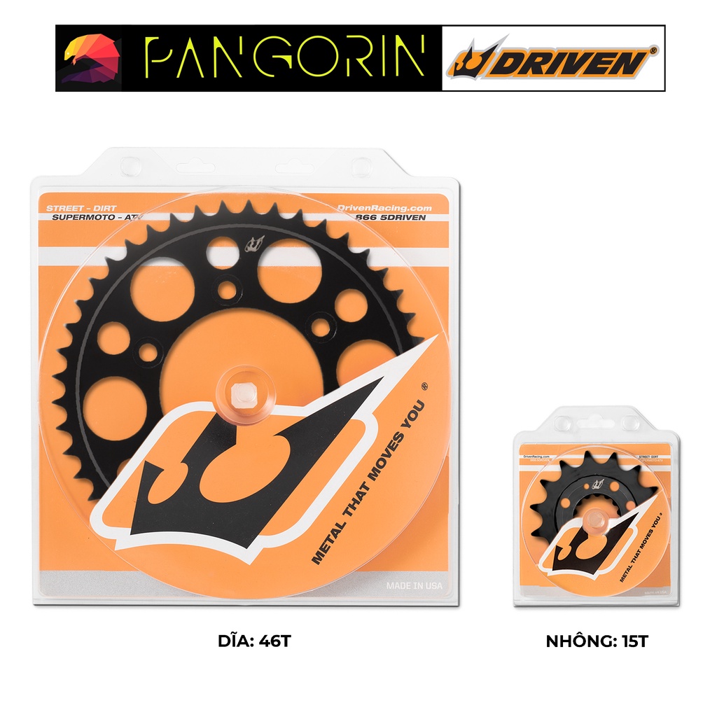 Driven Racing - Nhông dĩa cho xe phân khối lớn mô tô Ducati Scrambler 800 chất liệu thép, màu sắc đen