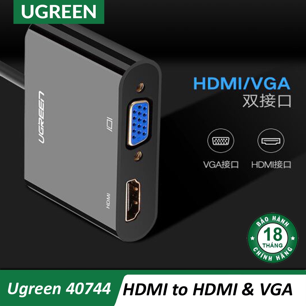 Cáp Chia HDMI to VGA &amp; HDMI chính hãng Ugreen 40744 cao cấp