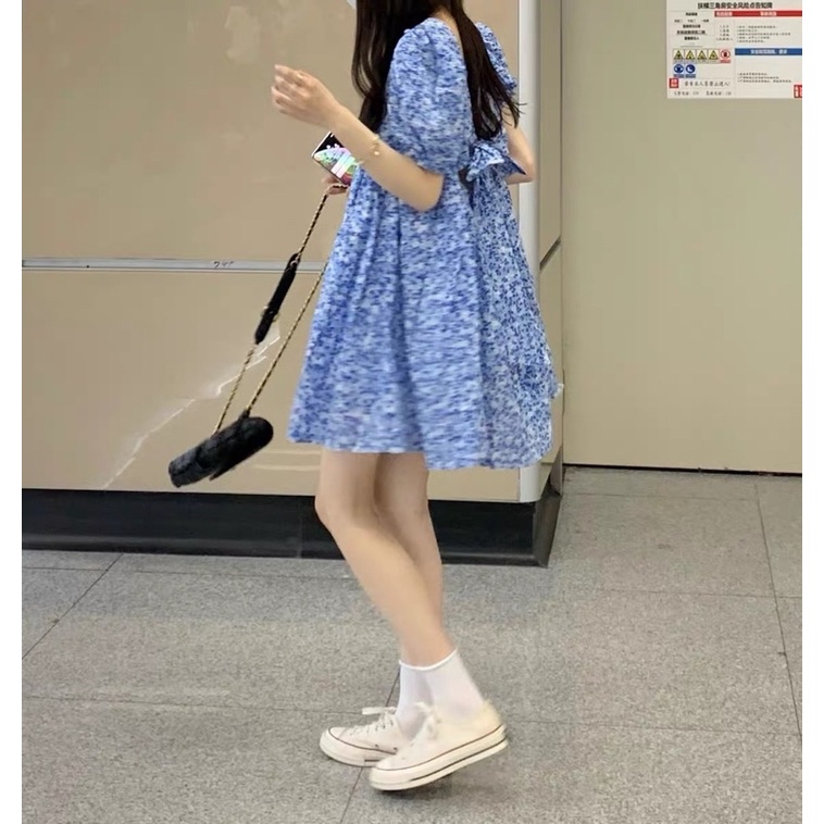 ĐẦM HOA NHÍ BABYDOLL CHUN EO TAY BỒNG