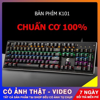 Bàn phím cơ Gaming K101, bàn phím cơ hỗ trợ game thủ có đèn LED cao cấp - freeship