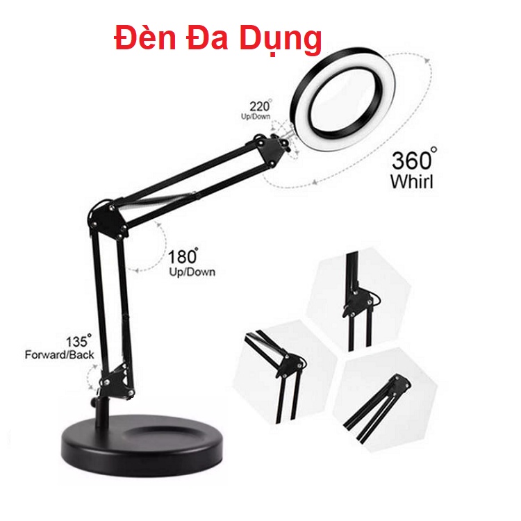 Đèn Đa Năng 26cm, Tặng Kèm Kẹp Điện Thoại, Xoay 360 Độ - 3 Mầu - Make Up - Quay Livestream Tiktok
