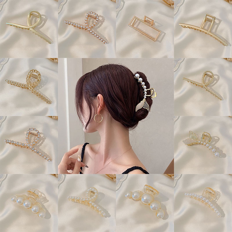 Kẹp Tóc Kim Loại Cỡ Lớn Phong Cách Vintage Hàn Quốc Thanh Lịch Cho Nữ