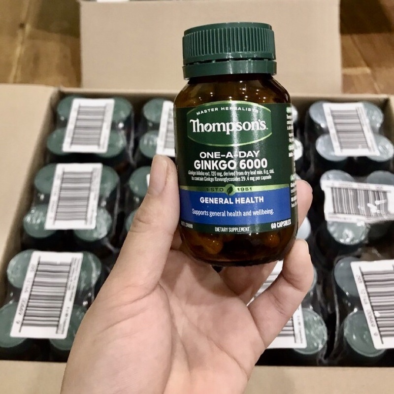 🧠🧠  Bổ Não Master Herbalists THOMPSON’S One-A-Day GINKGO 6000mg 60 viên — Bổ Não hàm lượng cao của Úc☘️☘️