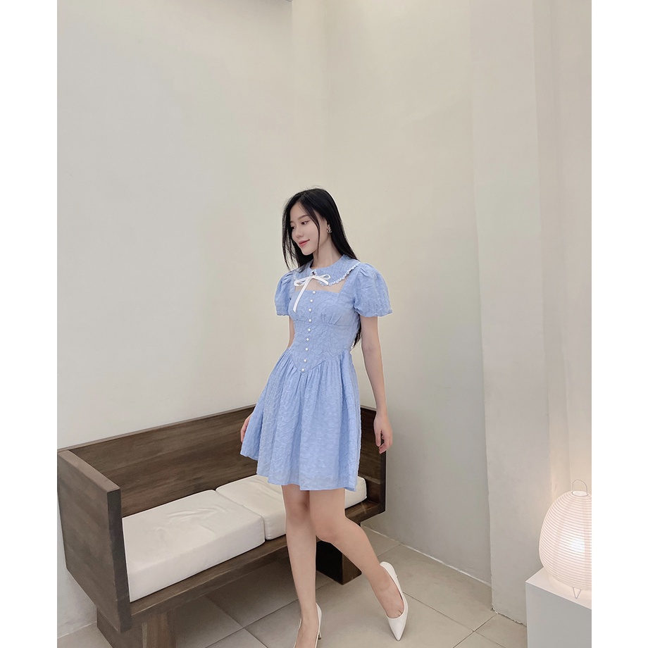 BBSTORE'S Đầm Xòe Cổ Sen Tay Phồng Dự Tiệc -D1113