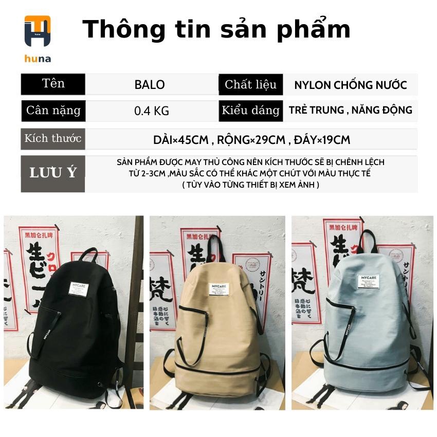 Balo Ulzzang HUNA Balo Nữ Đẹp Chống Nước thiết kế khóa dọc kiểu dáng hàn quốc đi học đi chơi du lịch dã ngoại BL01