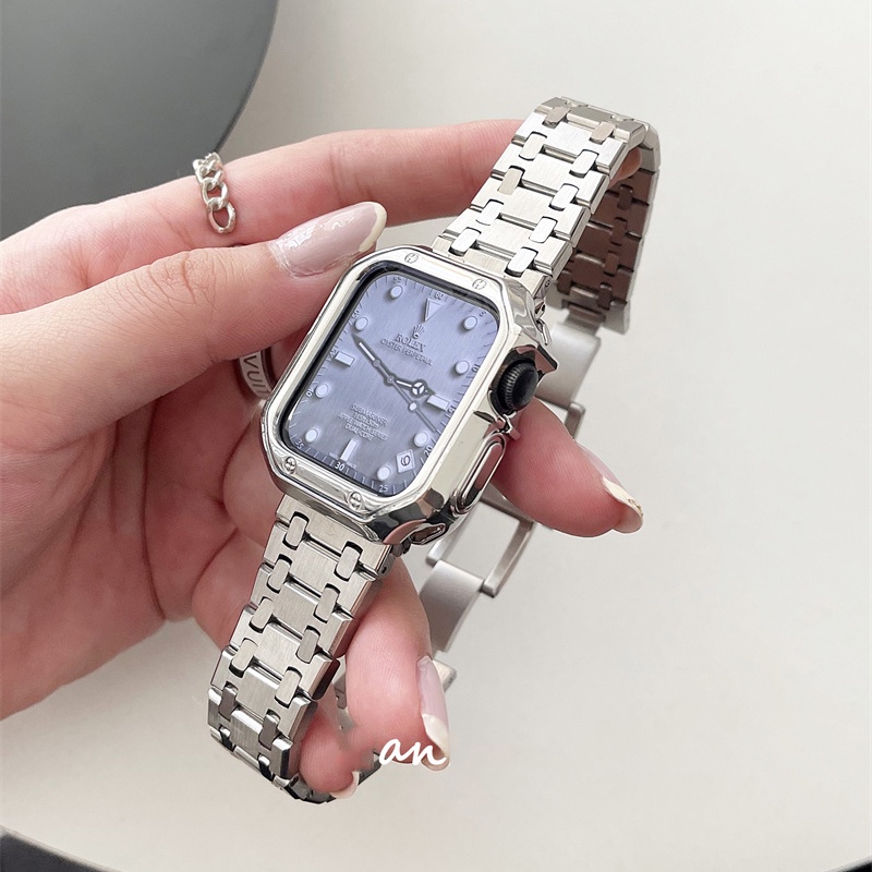 Dây Đeo Inox Vỏ Bảo Vệ Cho Đồng Hồ Apple Watch 7 45mm 41mm 40mm 44mm 42mm 38mm smart watch