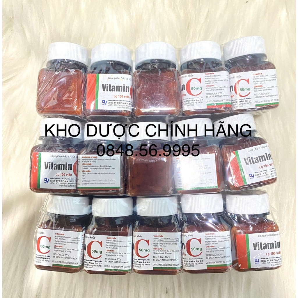 Combo 10 lọ VITAMIN C 50mg lọ x 100 viên nén - Bổ sung Vitamin C cho cơ thể, tăng cường sức đề kháng
