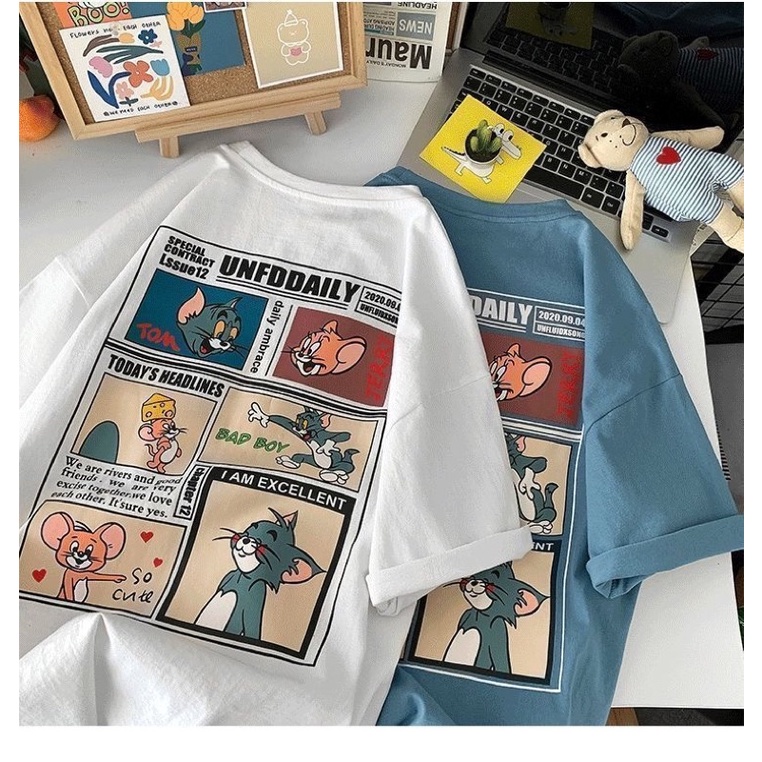 Áo tun tay lỡ nam nữ ,áo phông unisex chất cotton form rộng in hình jeny