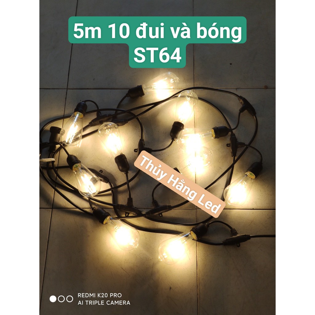Dây đèn trang trí ngoài trời chống nước 5m 10 đui , 10m 20 đui